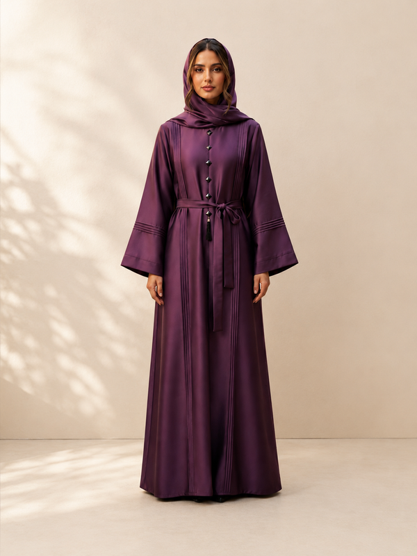 Plum Grace Pleated Abaya
