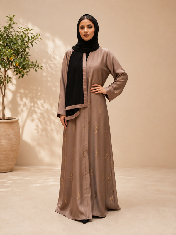 Mocha Gold Embroidered Abaya