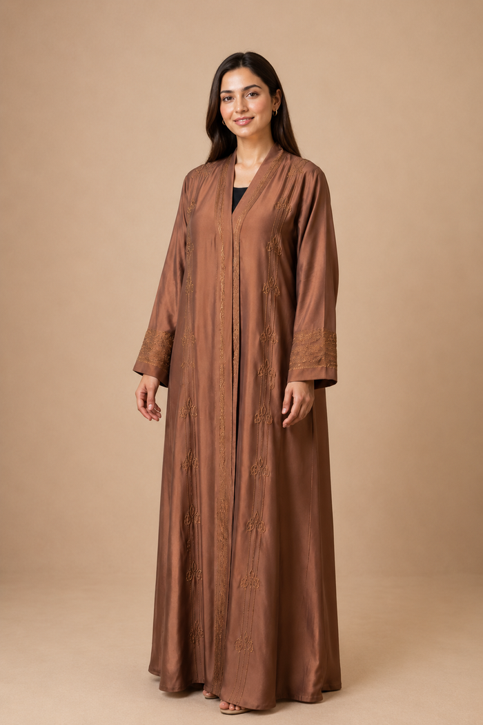 Caramel Heritage Embroidered Abaya